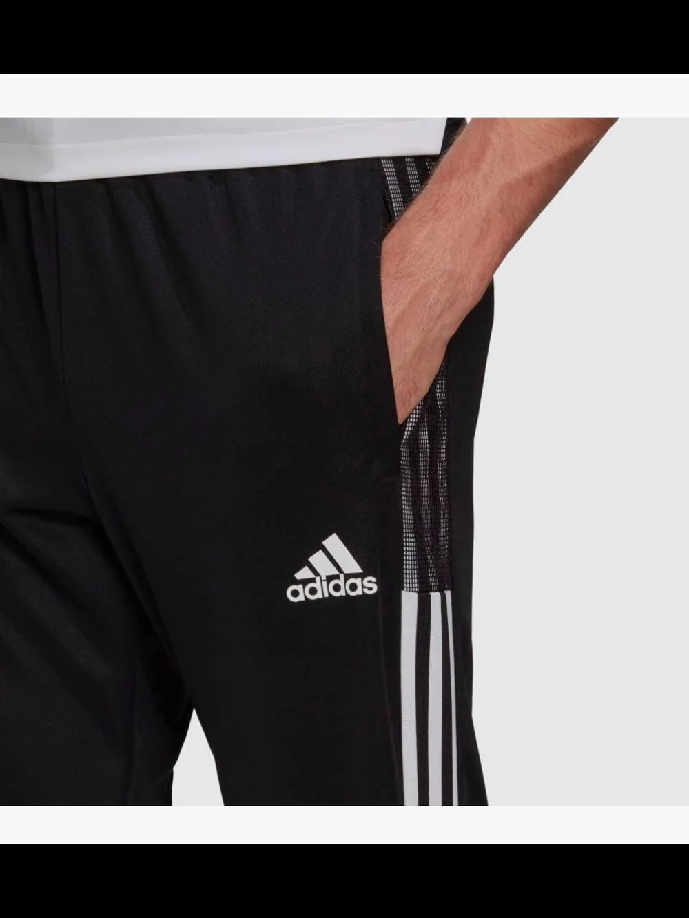Adidas Black Jogger Pants with White Three-Stripes